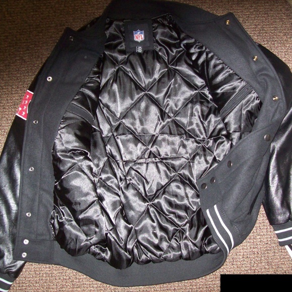 Oakland RAIDERS Wool & Faux Leather Jacket - Picture 6 of 7
